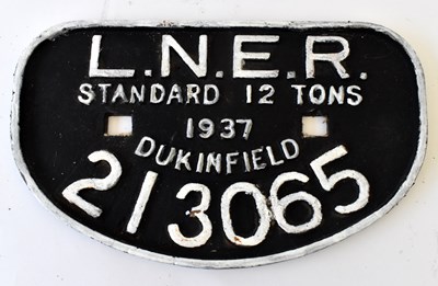 Lot 40 - RAILWAYANA; wagon plate, LNER 213065 Standard...