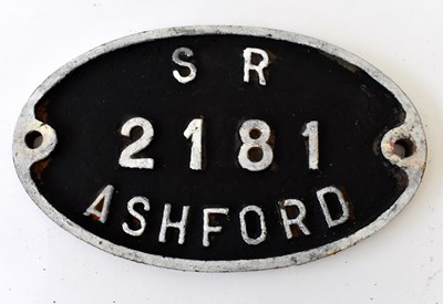 Lot 41 - RAILWAYANA; wagon plate, SR2181 Ashford, 15 x...