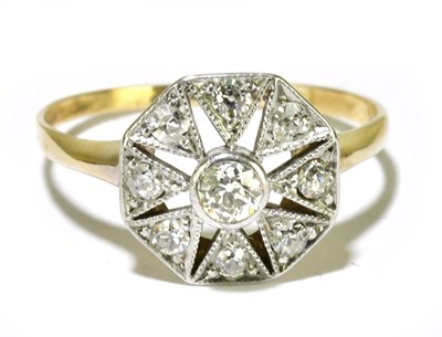 Lot 90 - A 14ct yellow gold and diamond ring, the...