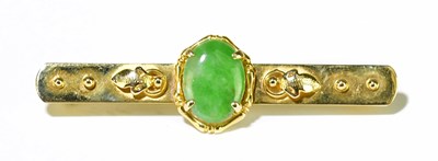 Lot 305 - A Chinese 14ct yellow gold bar brooch centred...
