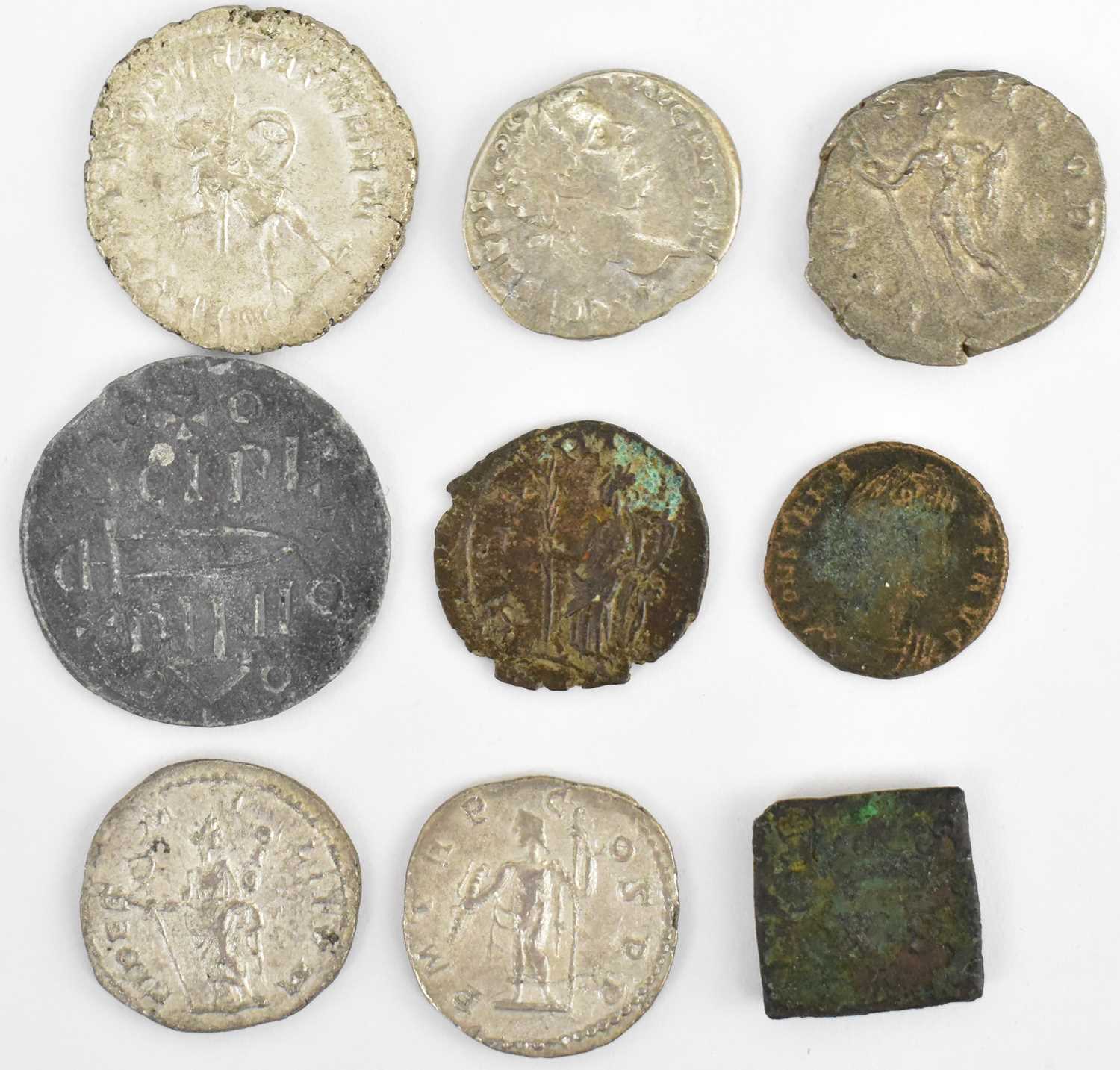 Lot 754 - Nine Roman era coins, to include Constans,