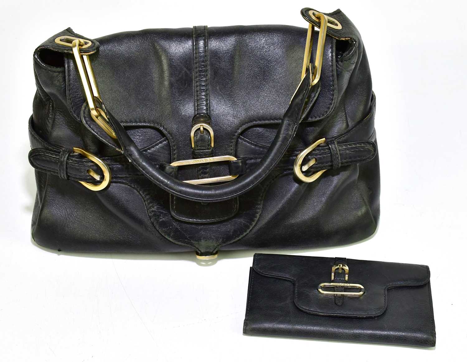 Lot 724 - JIMMY CHOO; a black leather Tulita shoulder...