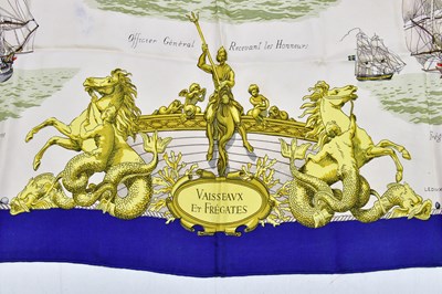 Lot 613 - HERMÈS; a 100% silk twill scarf, 'Vaisseaux et...