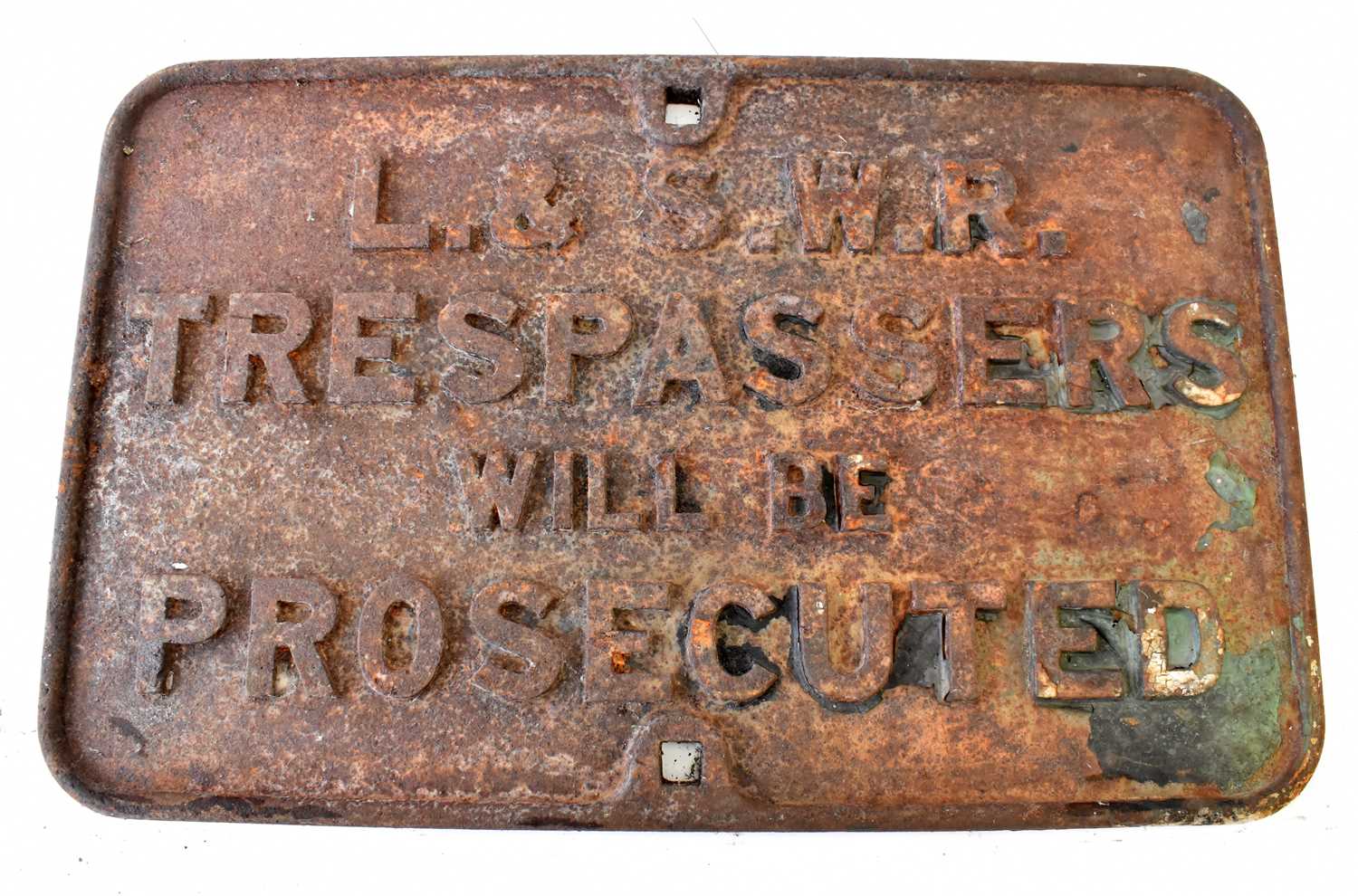 Lot 17 - RAILWAYANA; L&SWR cast iron sign,