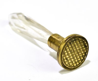 Lot 362 - A rock crystal seal with brass mount, length...