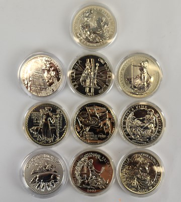 Lot 721 - Ten Fine One Ounce Silver Britannia Coins, £2...