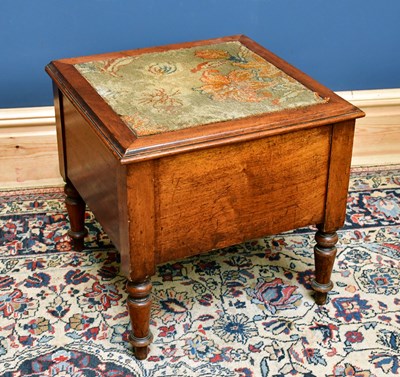 Lot 2477 - A 19th century mahogany commode with tapestry...
