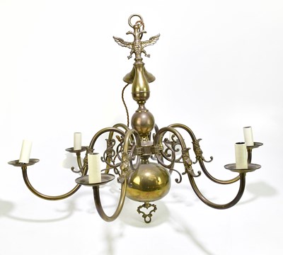 Lot 2347 - A decorative brass six branch pendant light...
