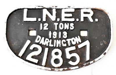 Lot 45 - RAILWAYANA; wagon plate, LNER 121857 12 Tons...