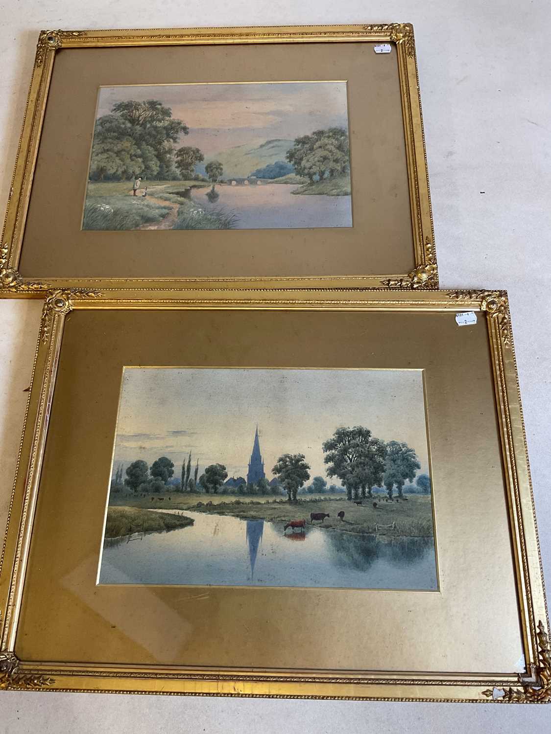 Lot 336 - FREDERICK SEARL; a pair of watercolours, rural...