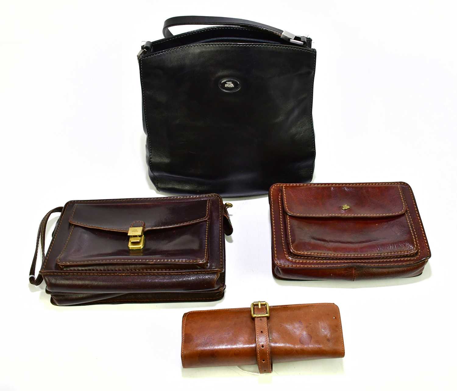 Lot 690 - THE BRIDGE; a black leather shoulder bag...