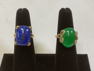 Lot 391 - Two 9ct yellow gold dress rings, sizes O and L...