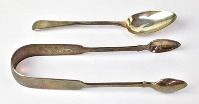 Lot 554 - A pair of hallmarked silver sugar tongs and a...