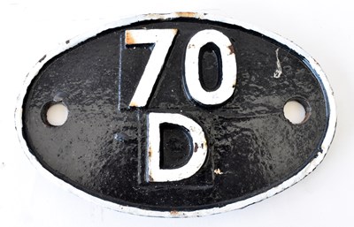 Lot 54 - RAILWAYANA; shed plate, 70D (Eastleigh,...