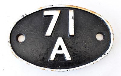 Lot 56 - RAILWAYANA; shed plate, 71A (1950-1966).