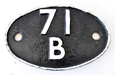 Lot 57 - RAILWAYANA; shed plate, 71B (1950-1963).