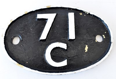 Lot 58 - RAILWAYANA; shed plate, 71C (Dorchester 1950-55).