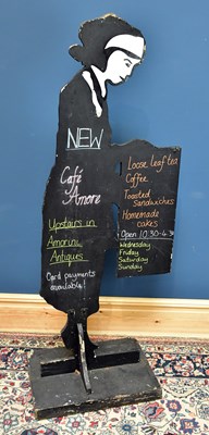 Lot 2385 - A cafe blackboard in the form of a waitress,...