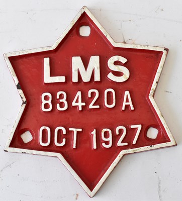 Lot 61 - RAILWAYANA; wagon plate, star shaped LMS...