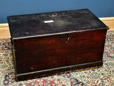 Lot 2575 - A stained pine blanket box, height 53cm, width...