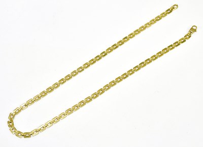 Lot 217 - An 18ct yellow gold brick link chain, length...