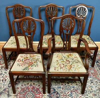 Lot 2437 - A set of five Georgian mahogany dining chairs...
