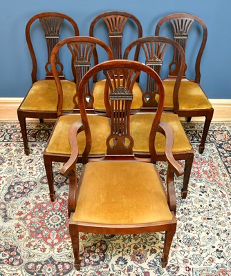 Lot 2438 - A set of six Georgian mahogany splat back...