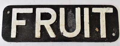 Lot 65 - RAILWAYANA; cast iron plate 'Fruit', 13 x 40cm.