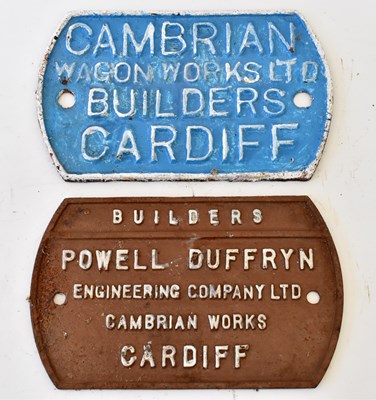 Lot 67 - RAILWAYANA; builders plate, Powell & Duffryn,...