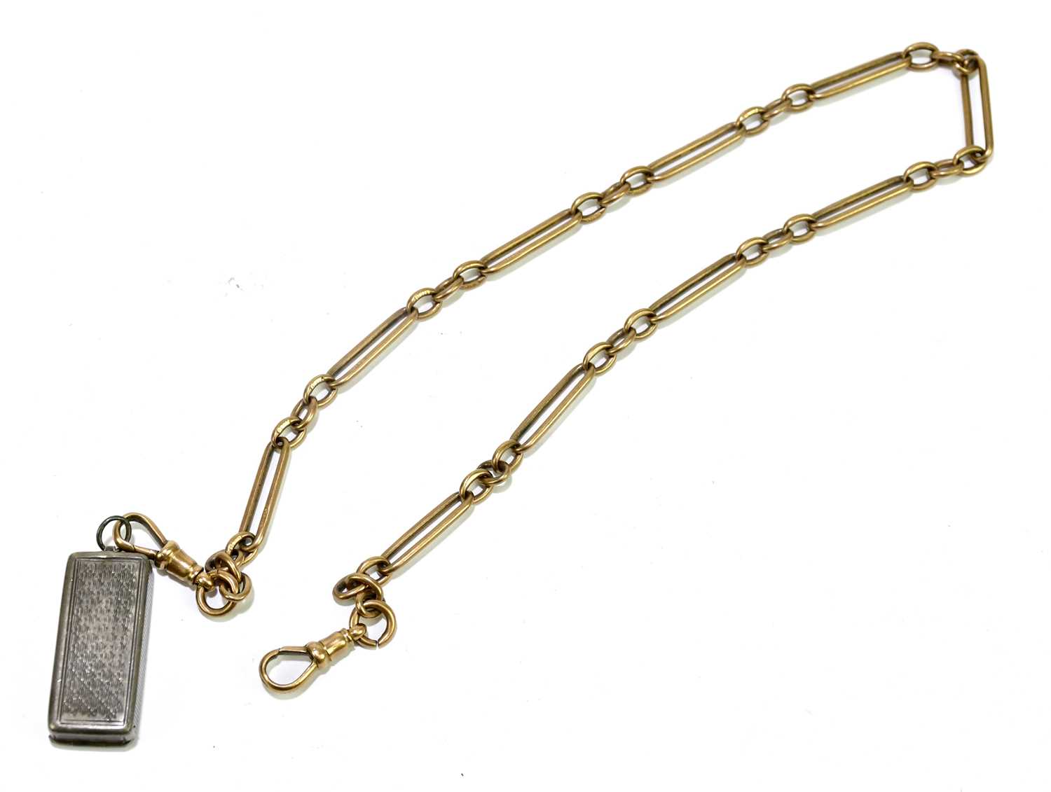 Lot 565 - A 9ct gold pocket watch chain, approx weight...