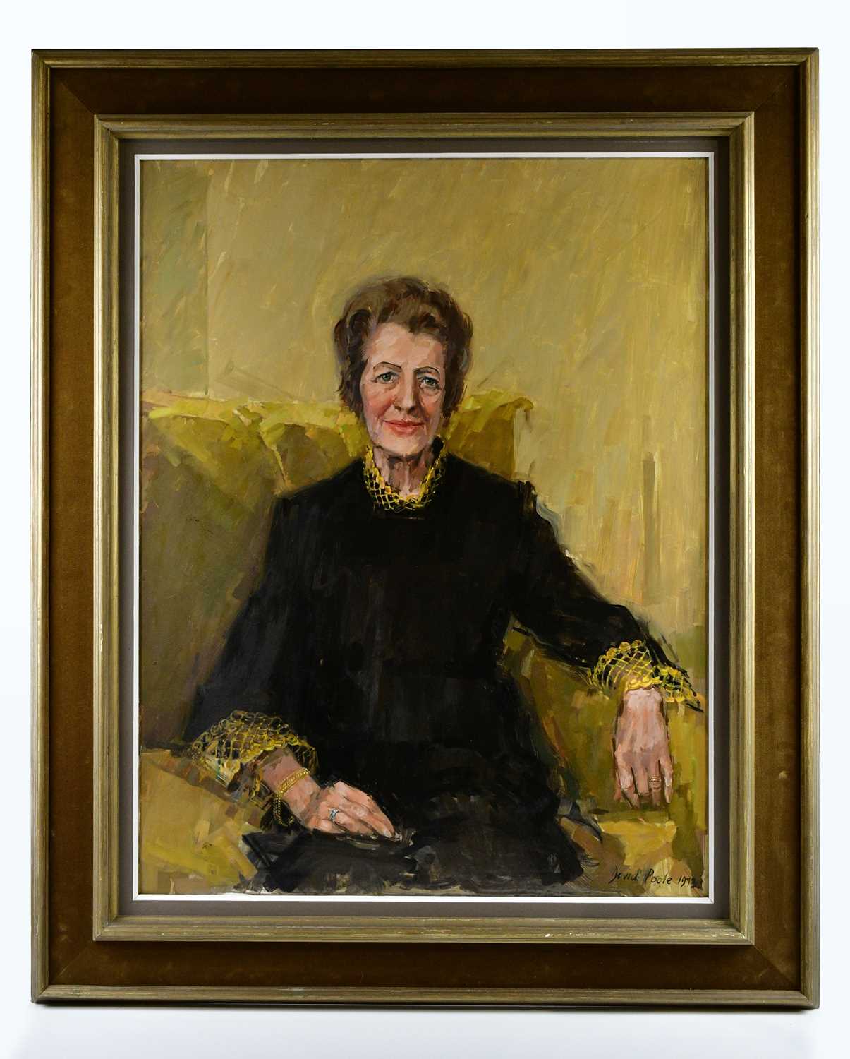 Lot 357 - DAVID POOLE; oil on board, 'Miss D. Sparks',...