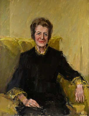 Lot 357 - DAVID POOLE; oil on board, 'Miss D. Sparks',...