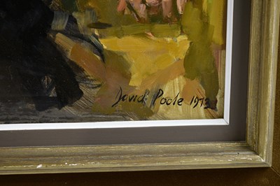 Lot 357 - DAVID POOLE; oil on board, 'Miss D. Sparks',...