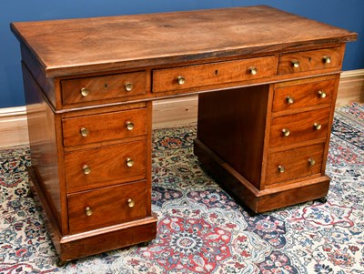 Lot 2443A - A 19th century mahogany twin pedestal knee...