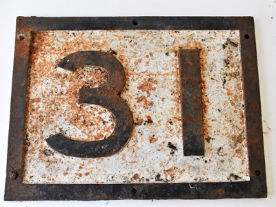 Lot 93 - RAILWAYANA; cast iron rectangular '31', 30 x...