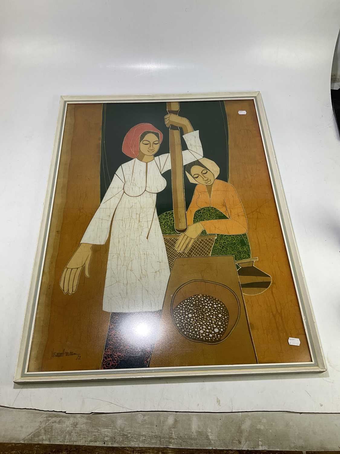 Lot 1816 - A Malaya picture on silk, indistinctly signed...