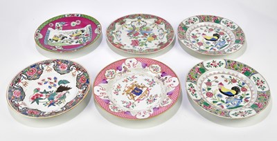 Lot 1113 - A group of five Famille Rose plates, three...