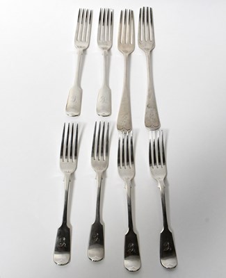 Lot 566 - A set of six Victorian hallmarked silver forks,...