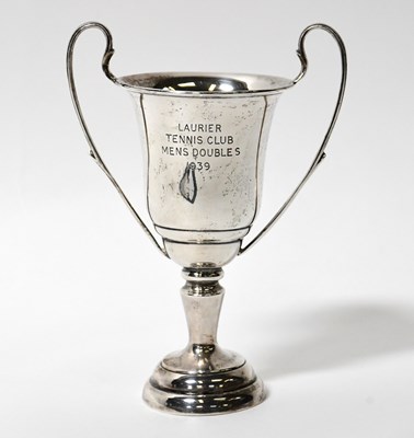 Lot 580 - A small George VI hallmarked silver trophy,...