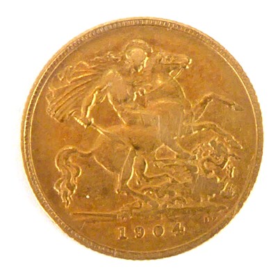 Lot 614 - An Edward VII 1904 half sovereign, George &...