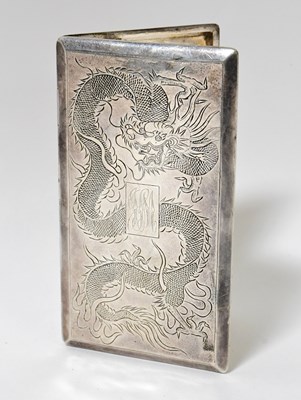 Lot 602 - A Chinese silver cigarette case engraved with...