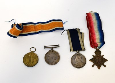 Lot 543 - A WWI medal trio to D. Corlan, Royal Navy and...