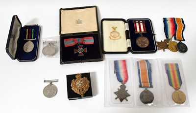 Lot 545 - Two WWI medal trios, one to Private J. Ashley,...