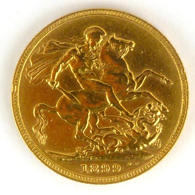 Lot 628 - A Victorian full sovereign 1899, George and...