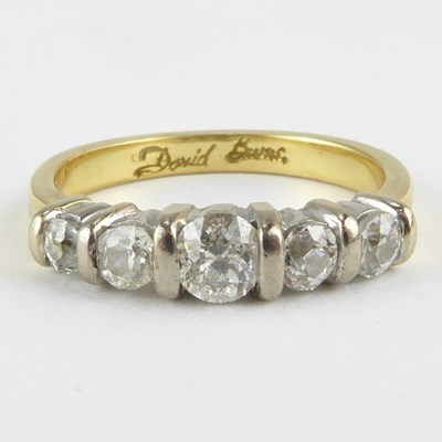 Lot 776 - An 18ct five-stone diamond ring, the five...