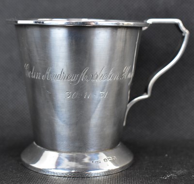 Lot 575 - A George V hallmarked silver cup of conical...