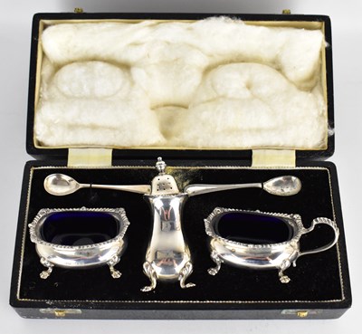 Lot 571 - An Elizabeth II hallmarked silver cruet,...