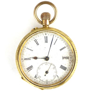 Lot 945 - A vintage small open face fob watch, the white...