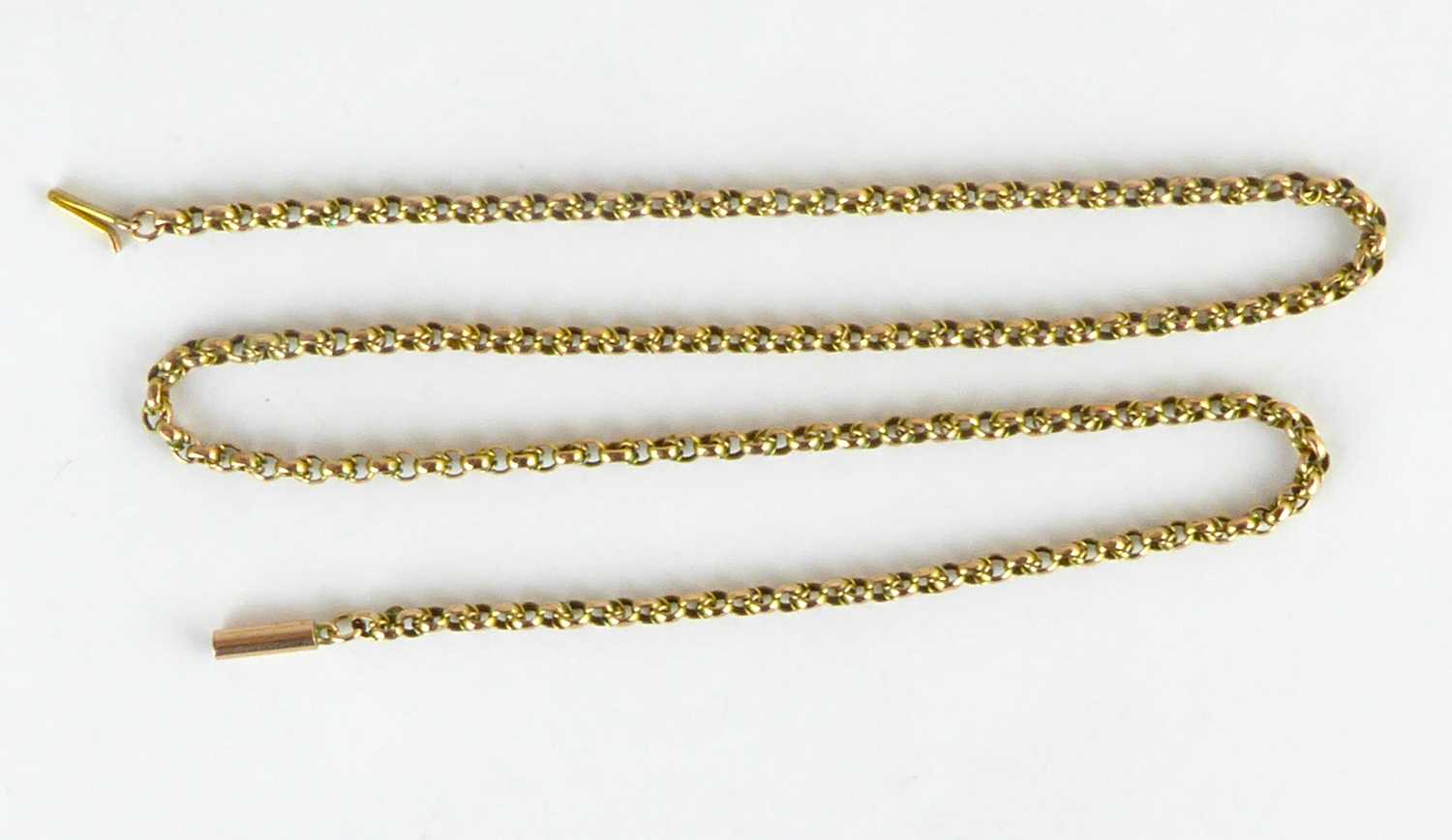 Lot 869 - A 9ct gold belcher link necklace with box...