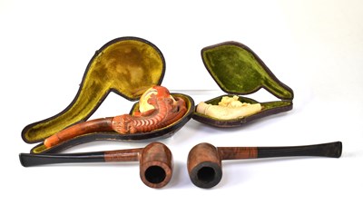 Lot 161 - Four pipes including a Meerschaum example in...